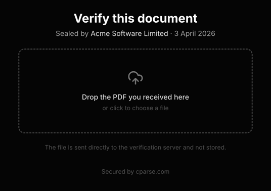 Trust Page on load — drop your file to verify